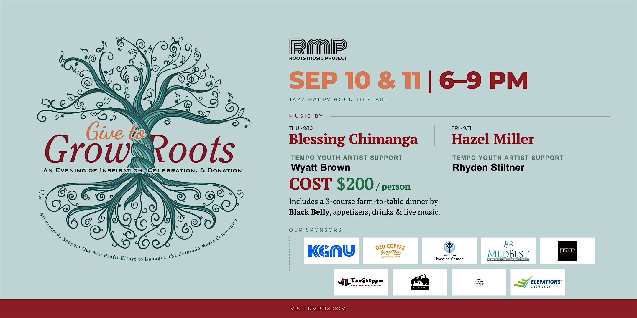 Give To Grow Roots - An Evening of Inspiration and Donation - Fri Sept 11