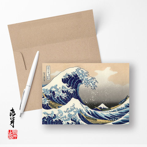 Thumbnail: Japanese greeting card printed the Great wave off Kanagawa by Katsushika Hokusai