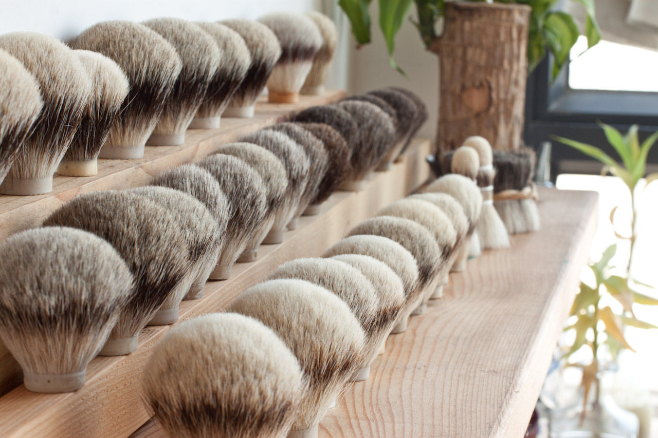 Brush knot on wood shelf