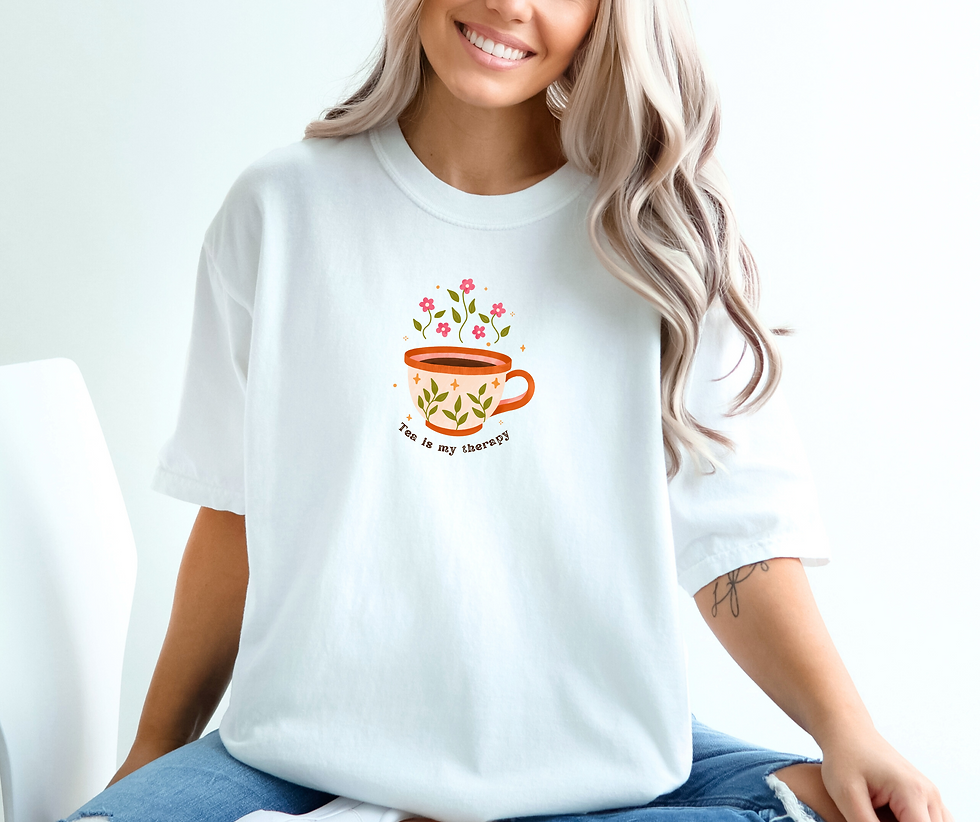 Thumbnail: Tea Is My Therapy - Herbal Tea Lover Shirt | Comfort Colors Botanical Tee