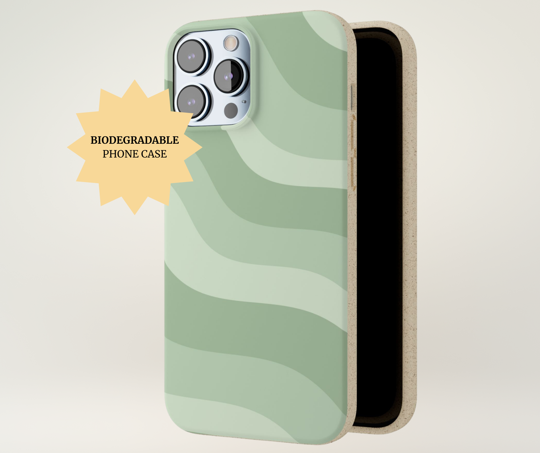 Shades of Green Abstract Phone Case - Eco Retro Aesthetic, Green Waves Case
