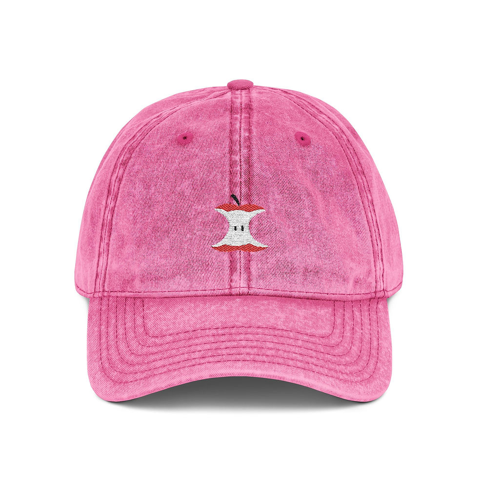 Thumbnail: Apple Core Vintage Cap -- Embroidered Apple Hat, Apple-core Baseball Cap