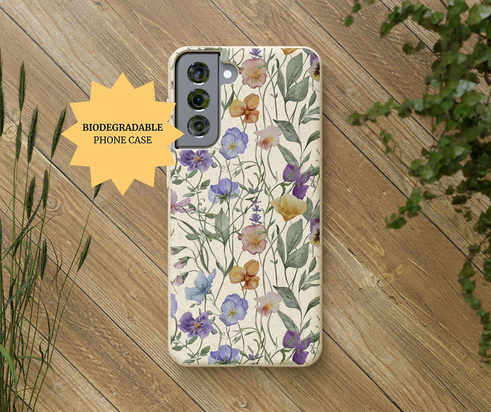 Thumbnail: Plant-based phone case with hand-drawn wildflowers, perfect for herbalists and green living