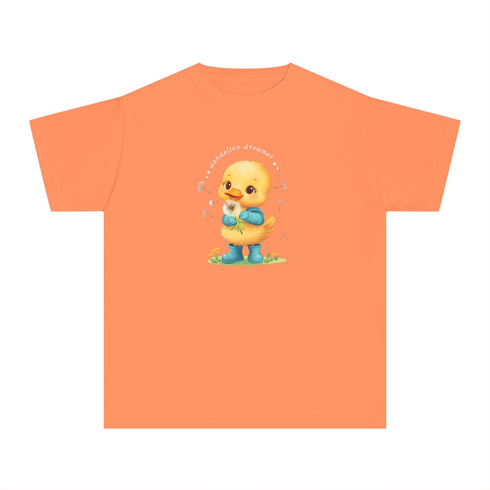 Thumbnail: Dandelion Dreamer Youth Tee - Cute Duckling and Dandelion Shirt 