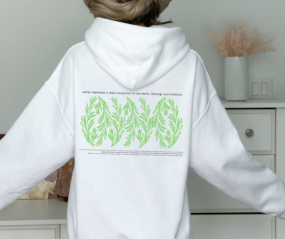 Thumbnail: Oversized Herbal Hoodie - Vintage Botanical Sweatshirt, Unisex Cozy Streetwear