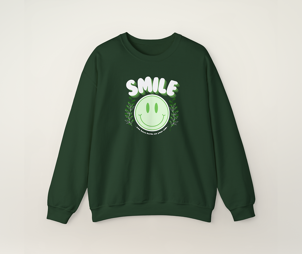Thumbnail: Smile Herb Sweatshirt - Cozy Unisex Crewneck with Smiley Face 