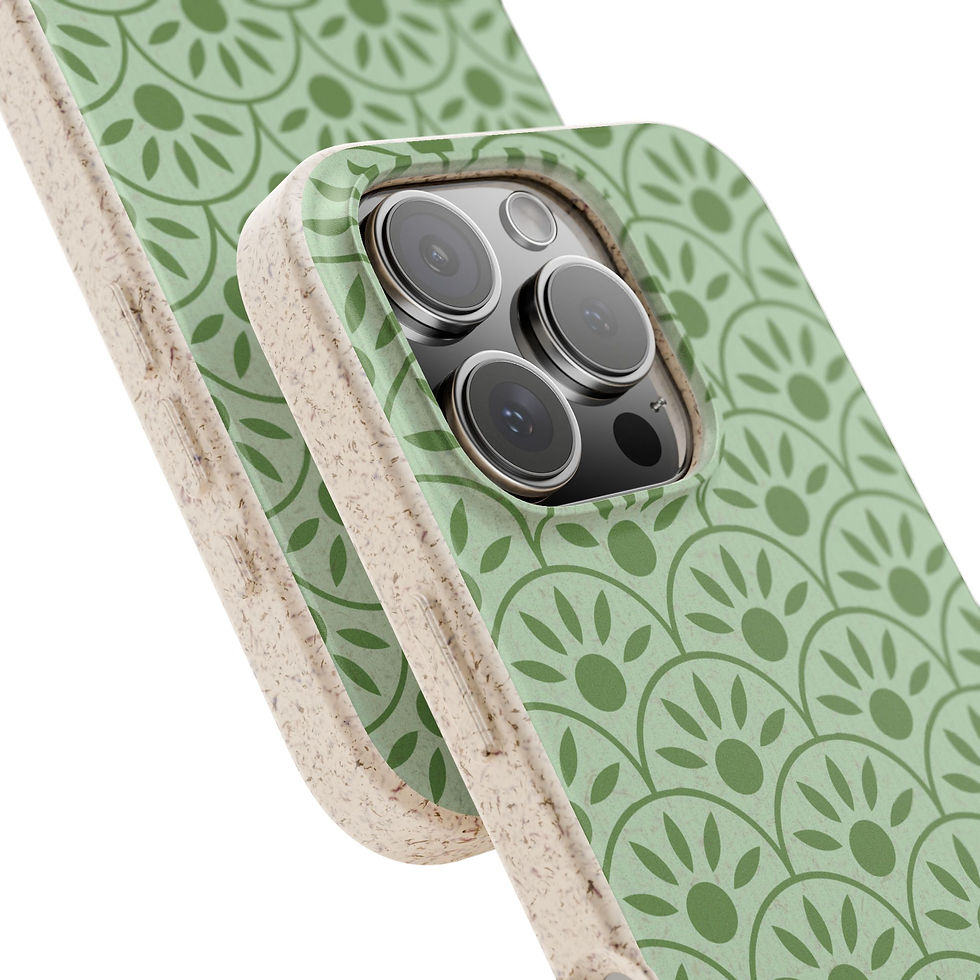 Thumbnail: Retro Green Herbal Phone Case - Biodegradable Abstract Aesthetic, Vintage Print