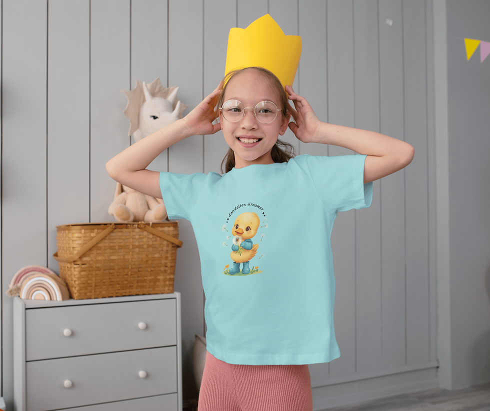 Thumbnail: Dandelion Dreamer Youth Tee - Cute Duckling and Dandelion Shirt 
