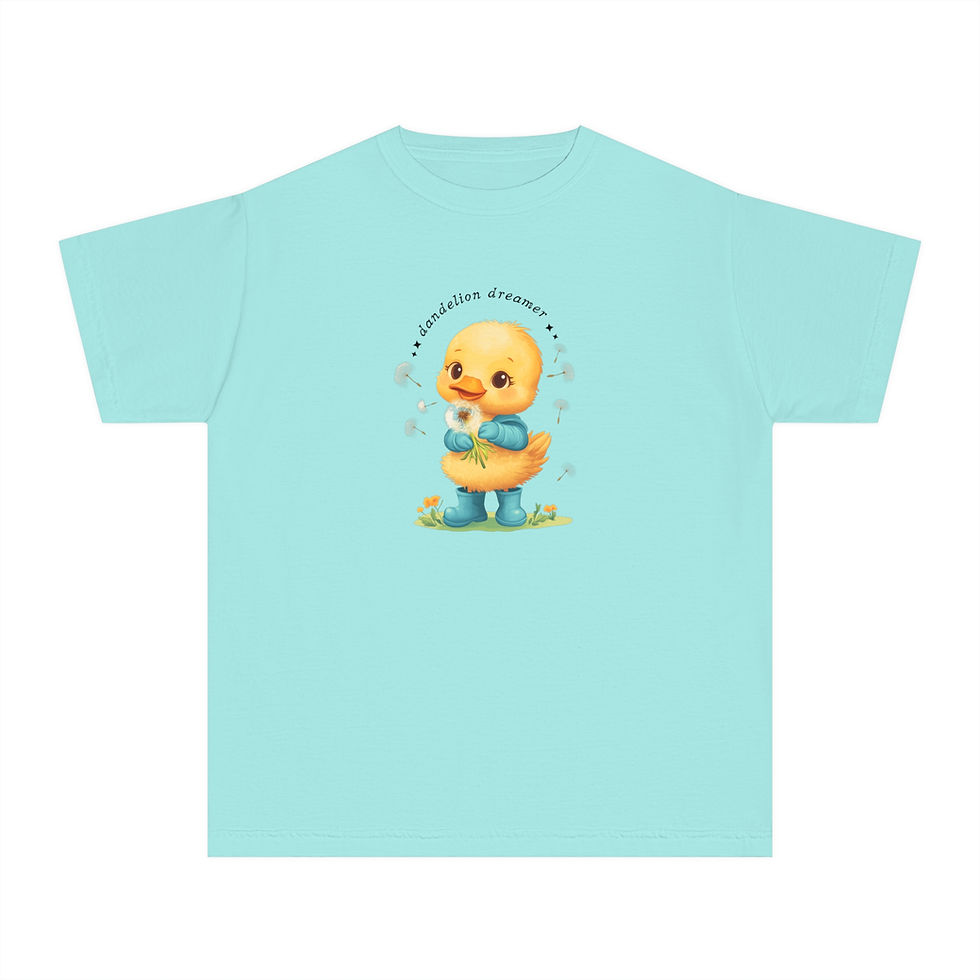 Thumbnail: Dandelion Dreamer Youth Tee - Cute Duckling and Dandelion Shirt 