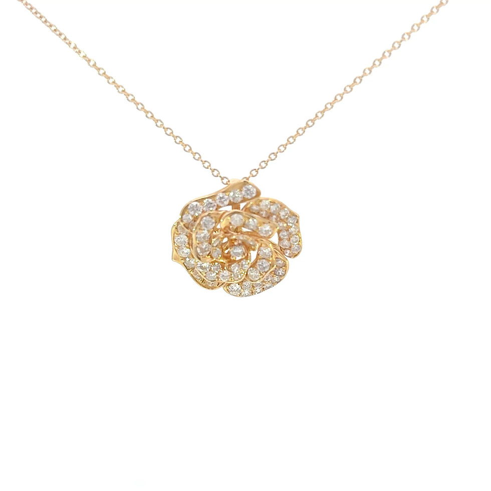 Thumbnail: 18K Yellow Gold Rose Pavé Diamond Necklace