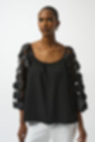 Thumbnail: Joseph Ribkoff - Silky knit blouse with 3D dot sleeves