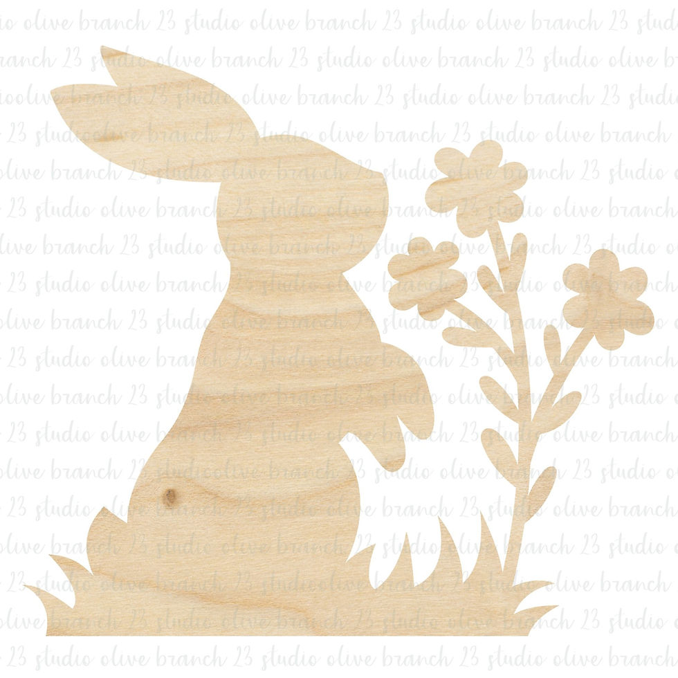 Bunny and Flowers 3D laser cut wood blank