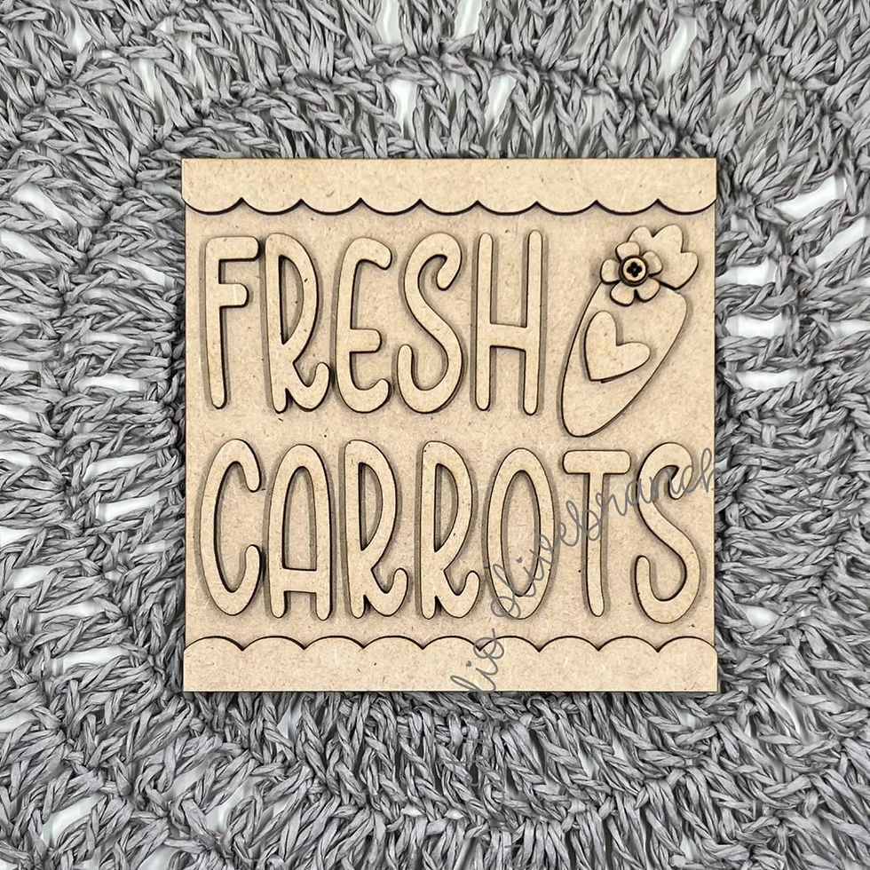 Unpainted DIY Wood Blank, Square Frame Inserts for Easter, laser cut maple plywood, Fresh Carrots with Carrot