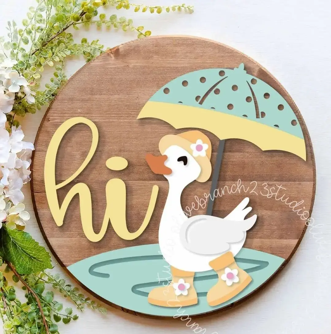 "Hi" Duck with Umbrella DIY Door Hanger