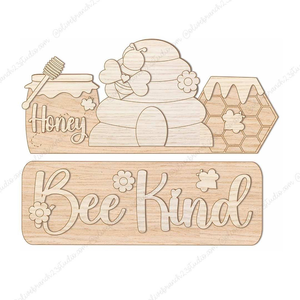Laser Cut MDF Bee Kind Insert Add-On Unpainted