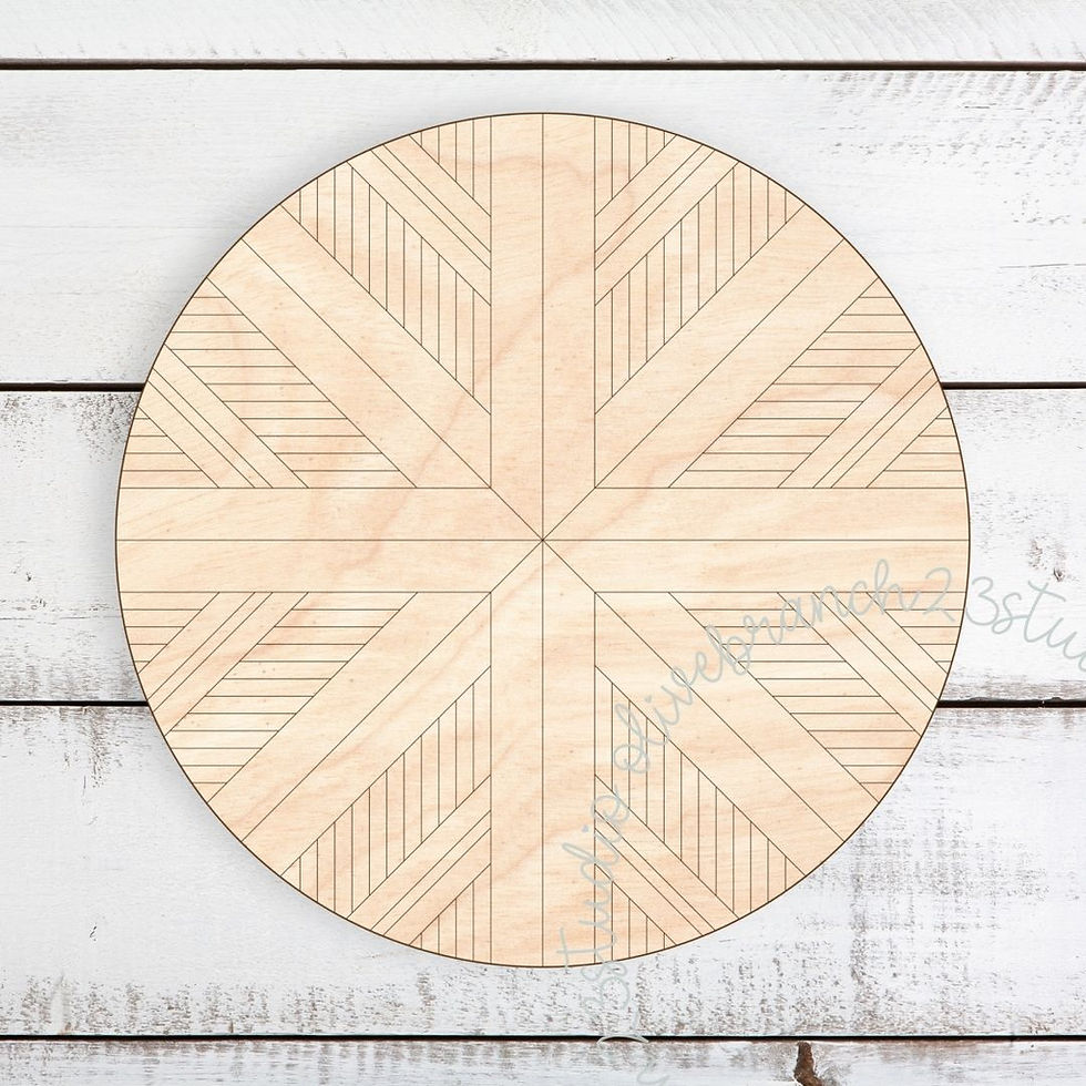 Geometric Star Round Barn Quilt 2 Laser Cut Maple Plywood Unpainted