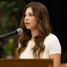 Olivia Daily of Judah Christian School speaking at chapel