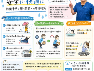 静岡市の梅雨時期に気をつけたい足元の滑りと、腰や関節への負担について