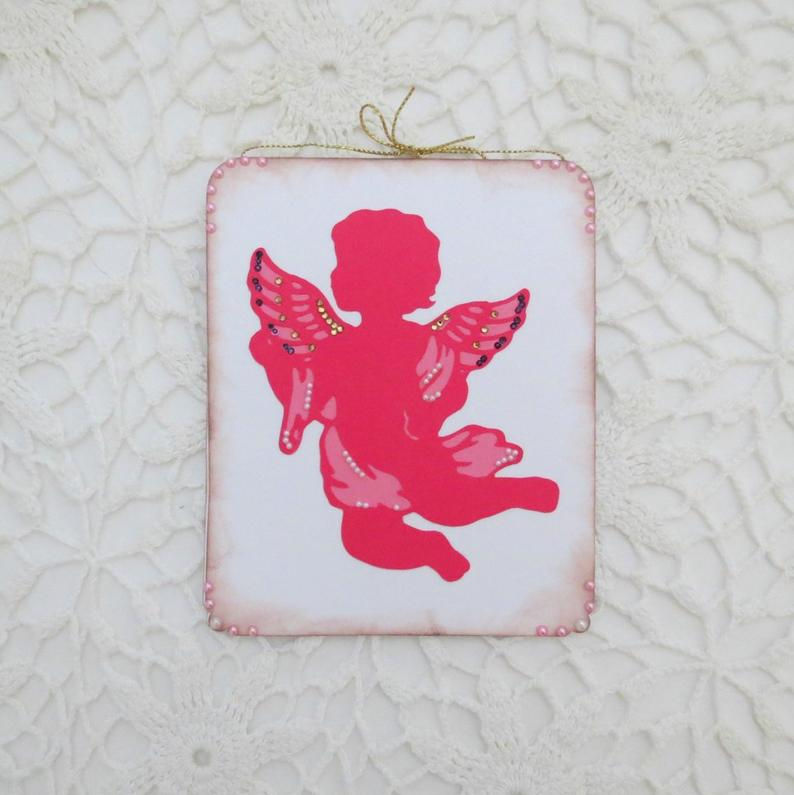 Thumbnail: Cupid Valentine Card Day of Love with Sweetheart Confetti OOAK Hand Made