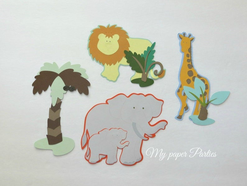 Thumbnail: Jungle Animal FULL PARTY PACKAGE Baby Shower Decor 19 pieces plus Confetti Disco
