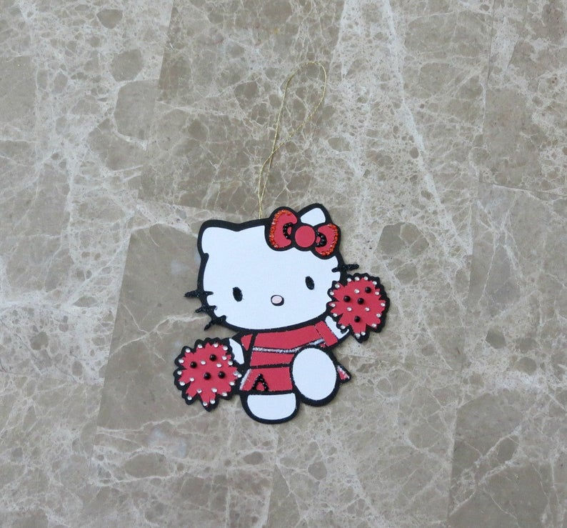 Thumbnail: Ohio State Hello Kitty Cheerleader Hanging Decor Ornament Hand Made