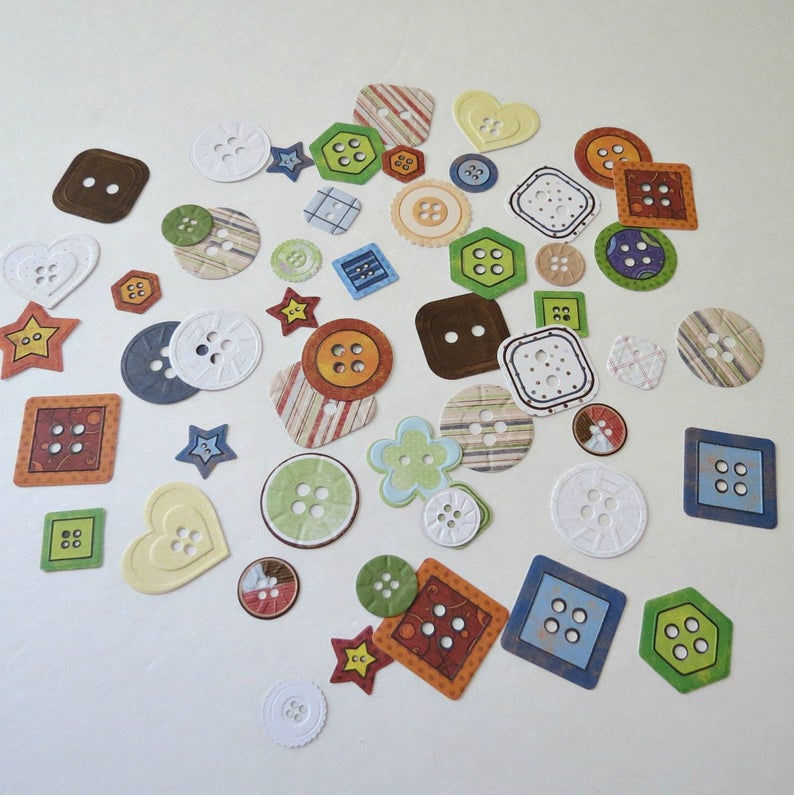 Thumbnail: Paper Button Die Cuts Retired CM 50 pcs. OOAK