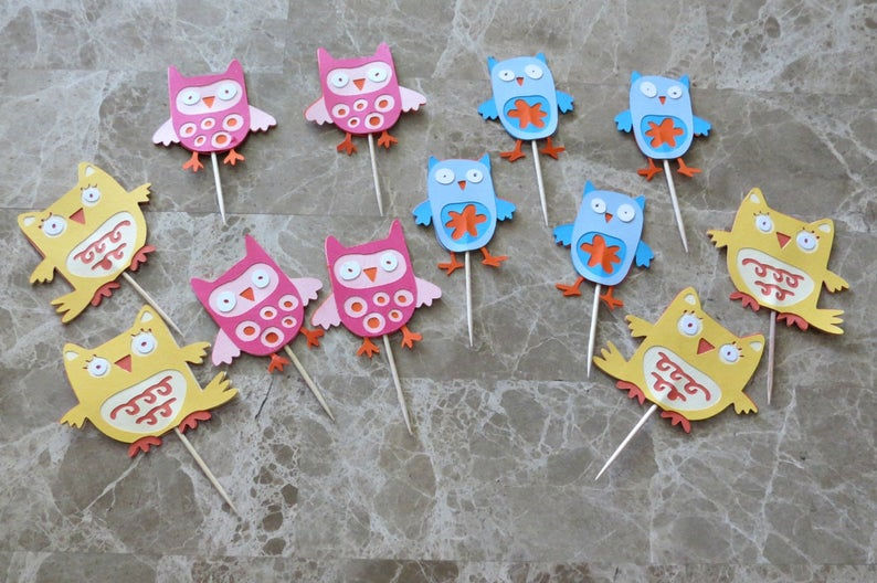 Thumbnail: Owl Birthday FULL PARTY PACKAGE Deal Banner Cupcake Picks Wall Decor Door Sign K