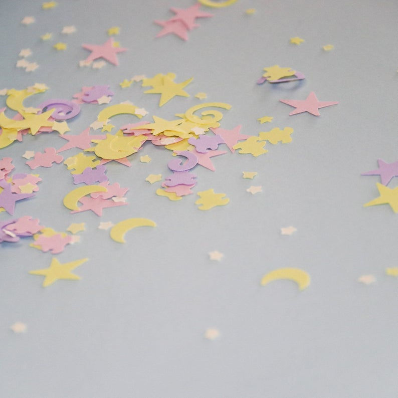 Thumbnail: Fairy Unicorn Confetti Pastel Swirls Stars and Teddy Bears 100pcs.