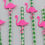 Thumbnail: Pink Flamingo on Green Striped Straws 12pcs. Tropical Luau Flamingo Party