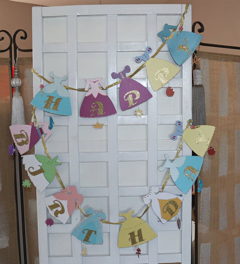 Thumbnail: Disney Princess Birthday Banner with Icons 2 pieces Princess Party Shimmer and G