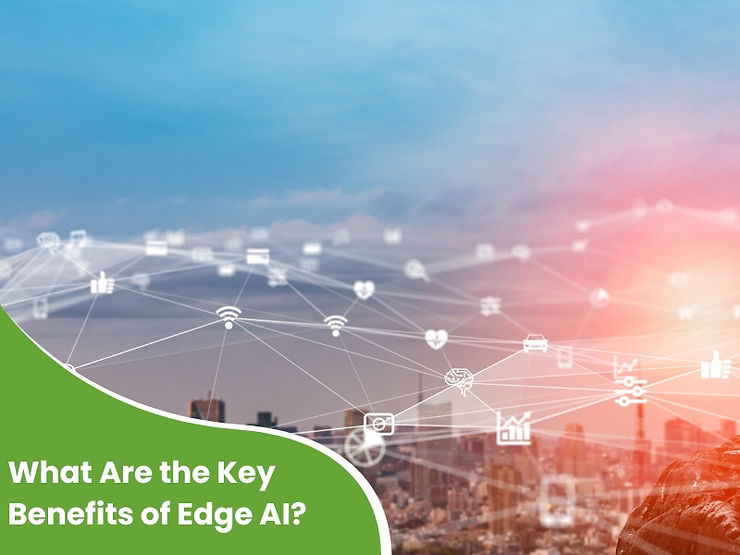 What are the key benefits of Edge AI? A connected city with IoT devices and AI-powered cloud network.
