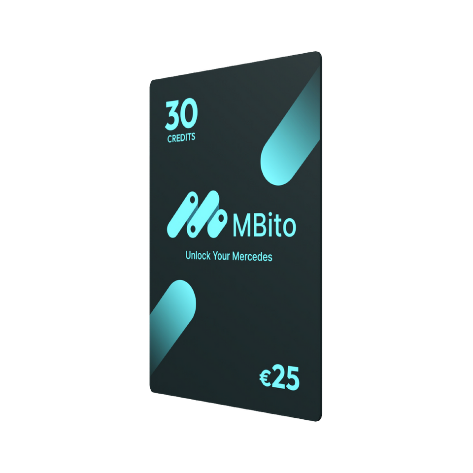 Angled view of MBito gift card with 30 coding credits