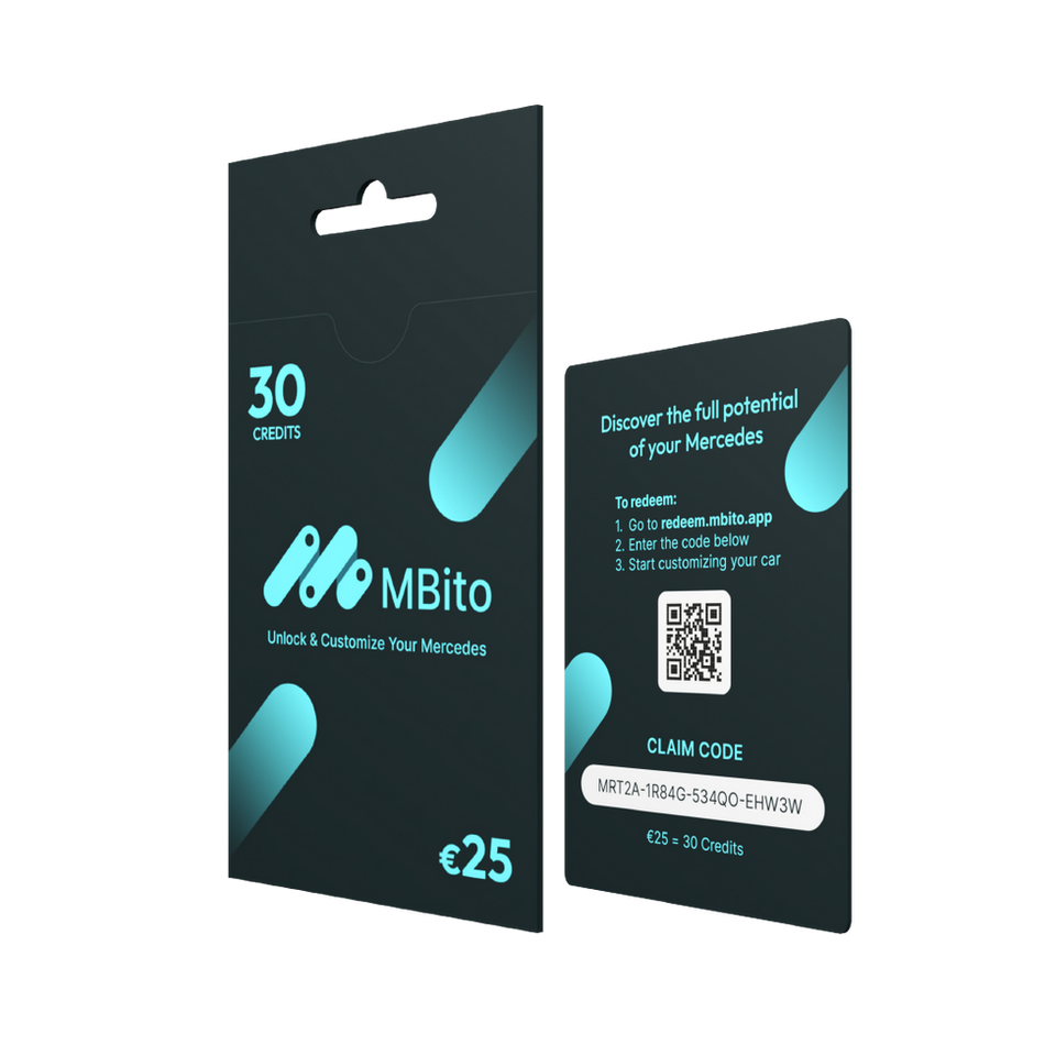 MBito gift card with 30 coding credits front and back view