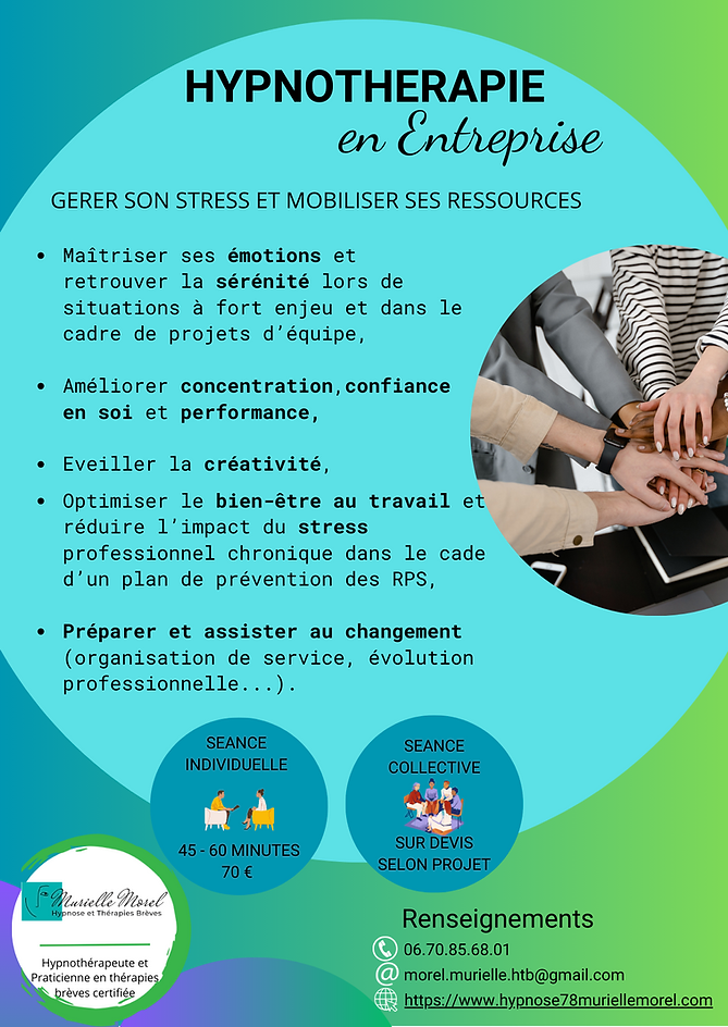 hypnose en entreprise aubergenville mantes la jolie mantes la ville magnanville limay poissy murielle morel hypnose et thérapies breves