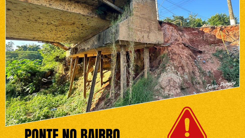 Moradores denunciam risco em ponte entre Santos Dumont e Novo Horizonte