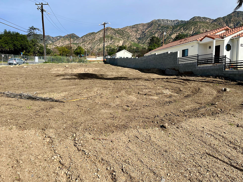 Altadena rebuild lot showing slope and grade conditions reviewed during a preliminary lot assessment.