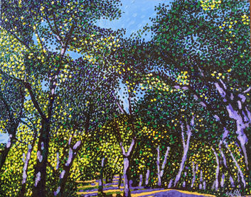 Purple trees, Californian landscape