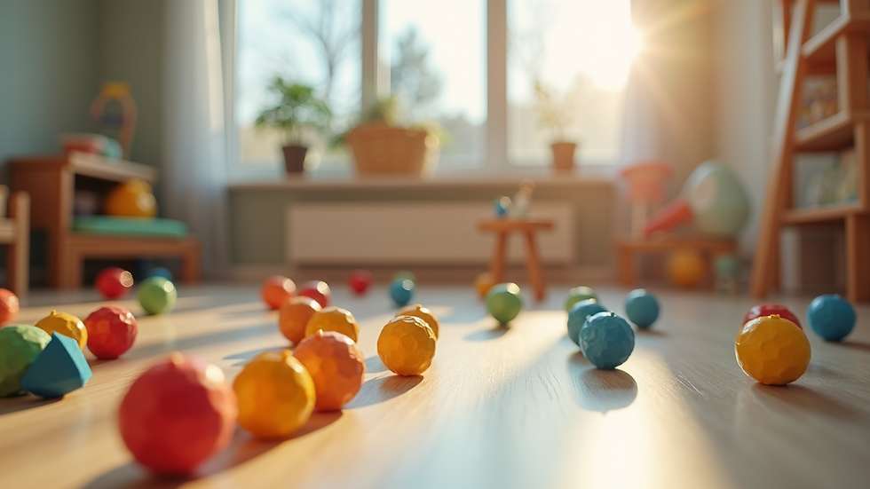 Close-up view of children's toys in a premium childcare center