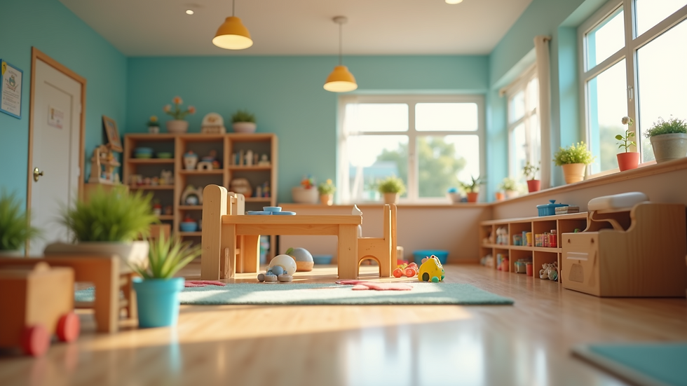 Eye-level view of a well-organized premium childcare center