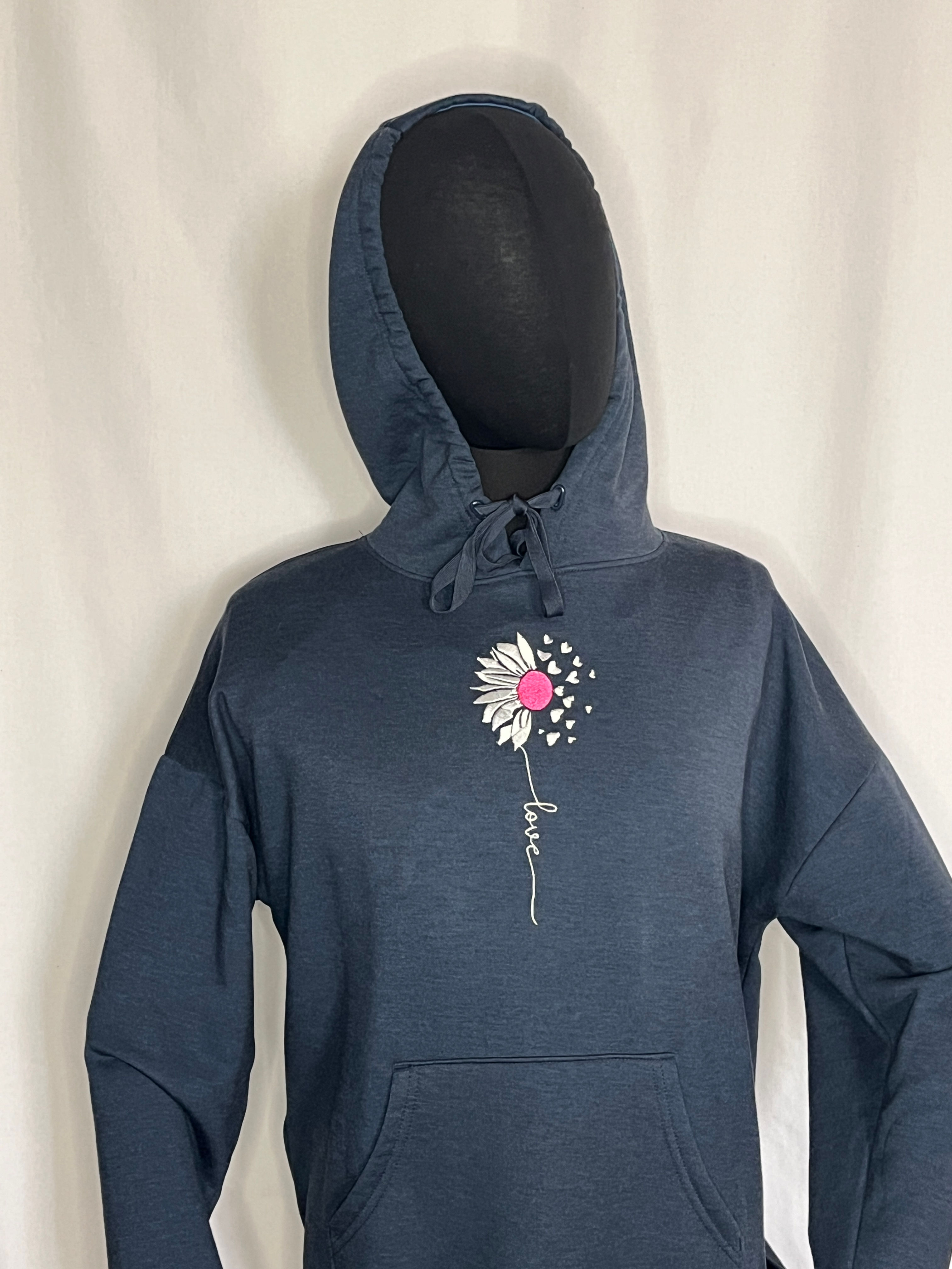 Daisy Love - SZ: M, Blue DS Hoodie Sweatshirt - Hot Pink Center
