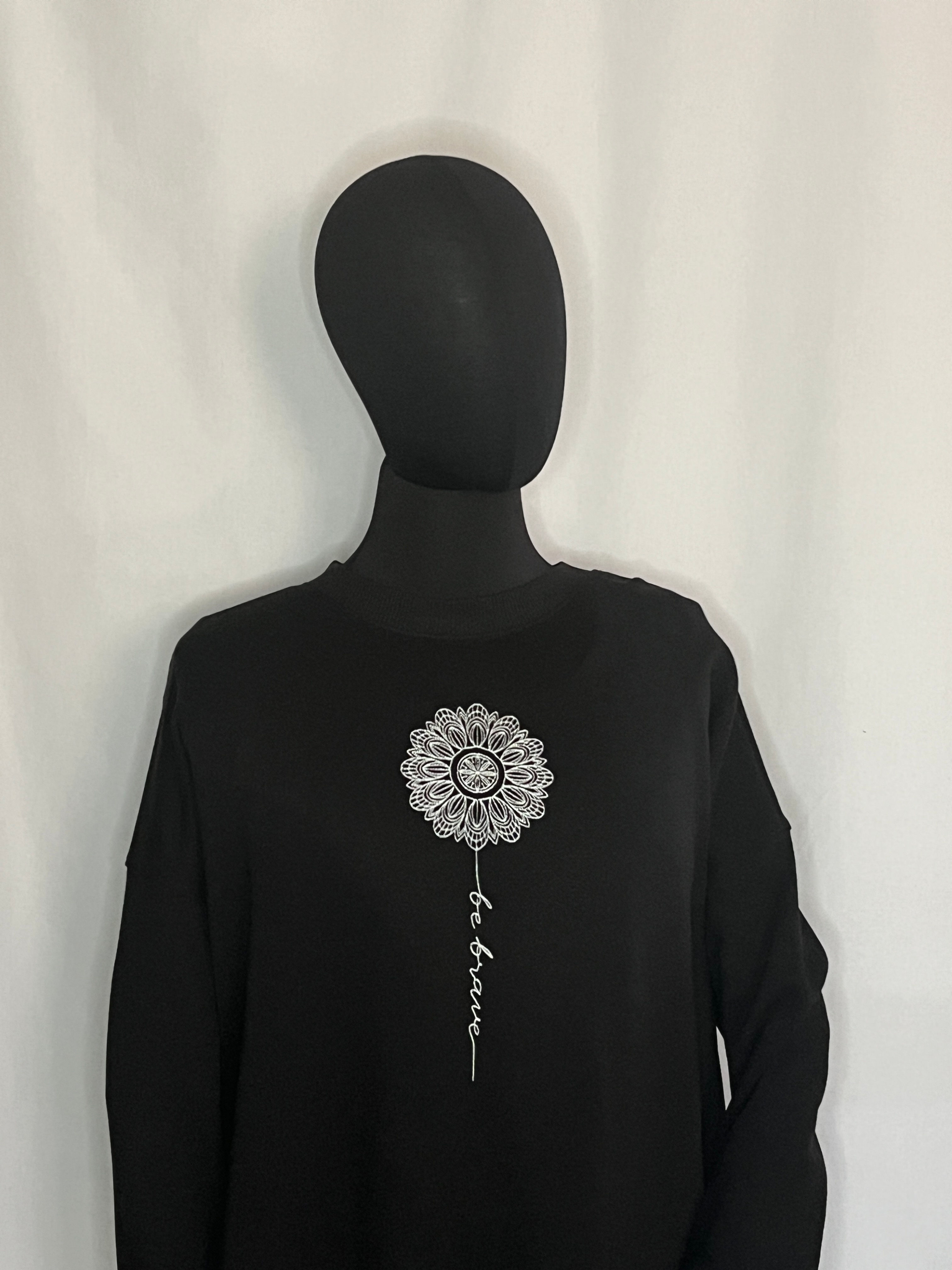 Mandala Be Brave - Black Crew Sweatshirt