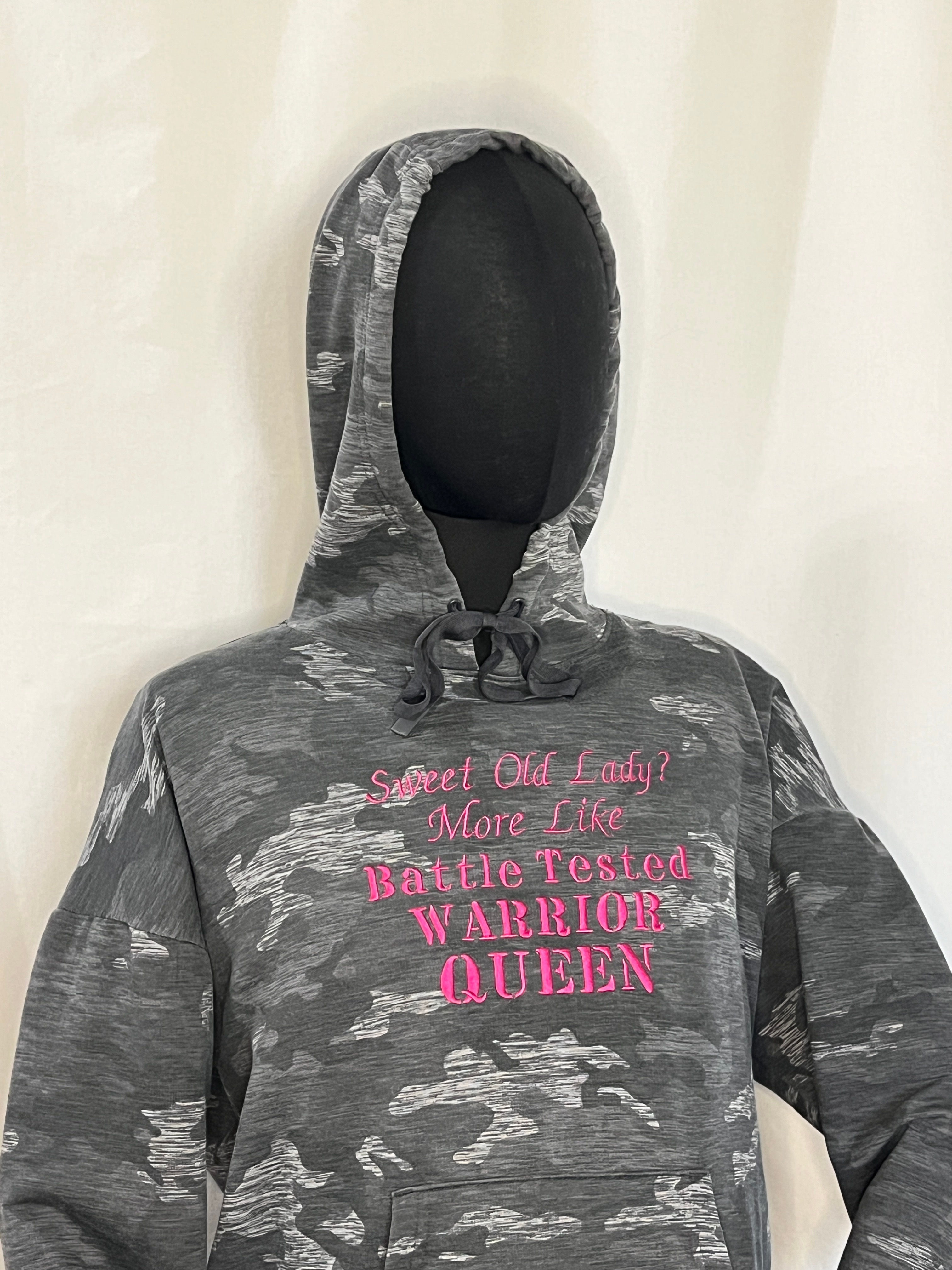 Sweet Old Lady? Warrior Queen - SZ: L, Camo DS Hoodie Sweatshirt