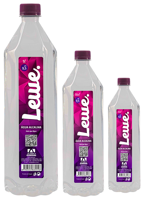Primeira Água Alcalina feita em Angola - 1L, 500 ml, 330 ml