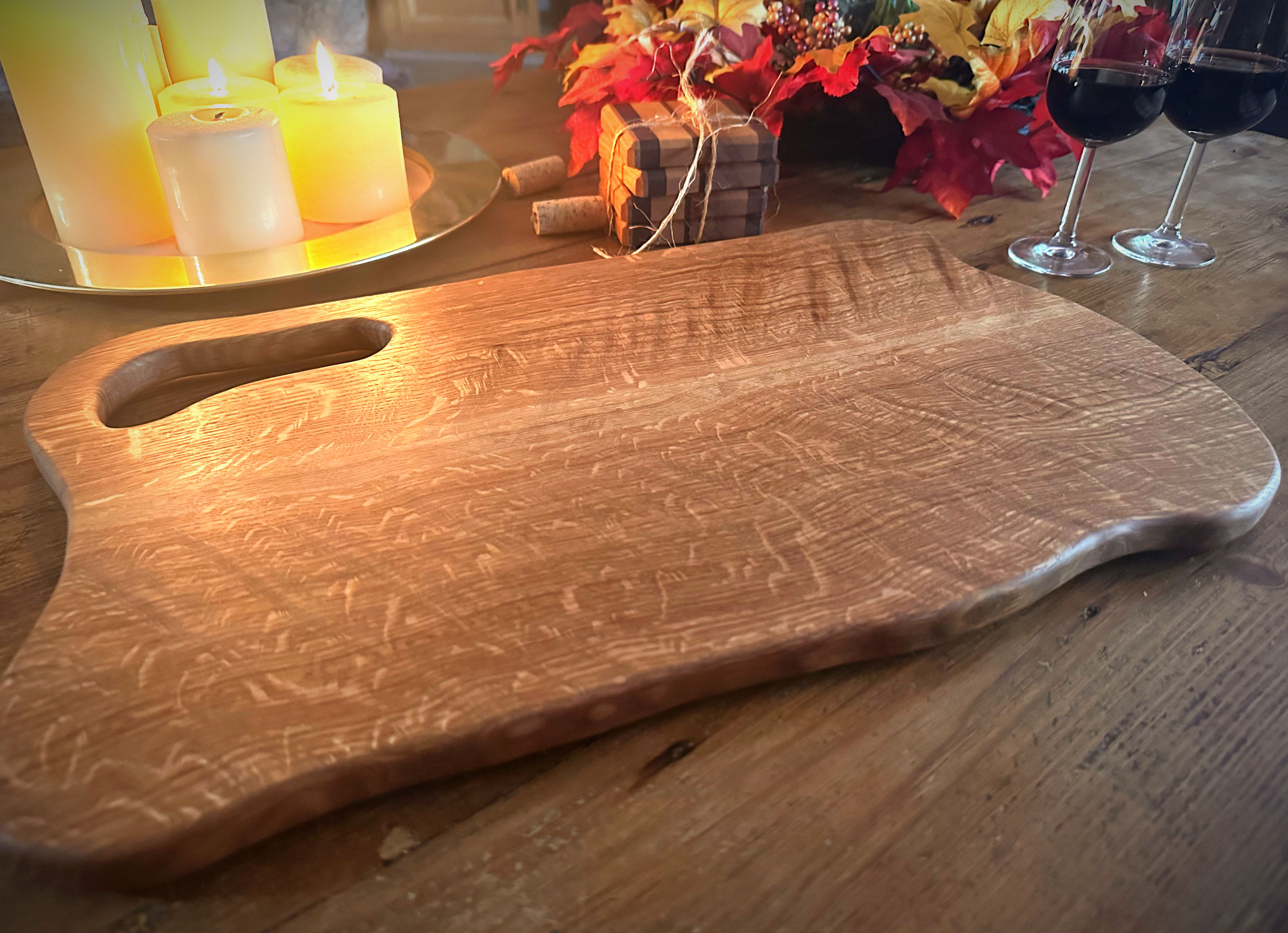 Large Curly White Oak Charcuterie Board