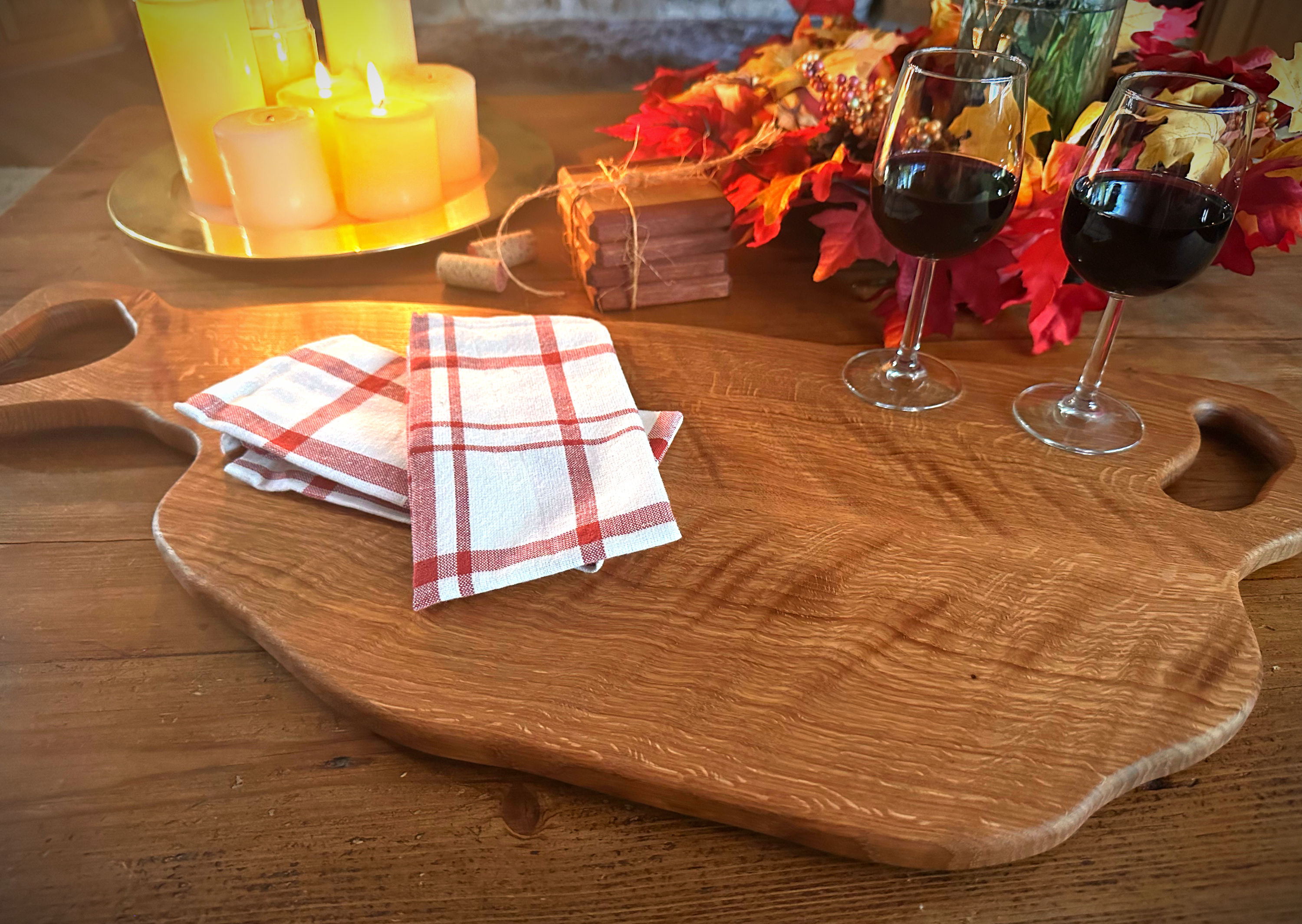 Curly White Oak Serving Platter - Extra Large Charcuterie Board