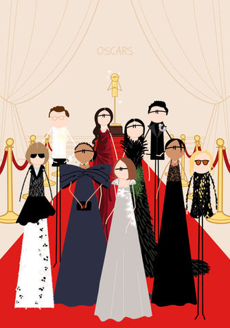 several people in evening wear on the red carpet