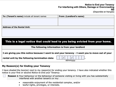 The LTB Forms: Form N5, Notice to End Tenancy for Interfering with Others, Damage, or Overcrowding