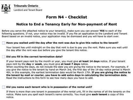 The LTB Forms: Form N4, Notice to End a Tenancy Early for Non-Payment of Rent
