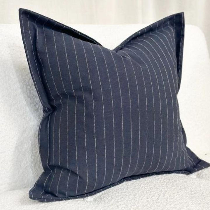 Navy Linen Blend Cushion Cover