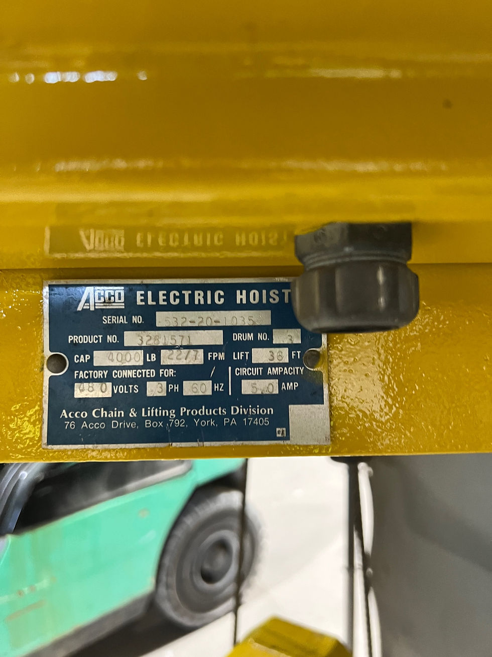 Thumbnail: Acco-Wright 2 Ton Electric Wire Hoist w/ Motorized Trolley, 38 FT Lift, 460V